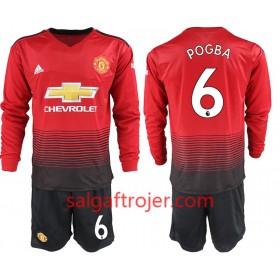 Manchester United Fodboldtrøjer POGBA 6 Børn Hjemmebanesæt 2018/19 Langærmet